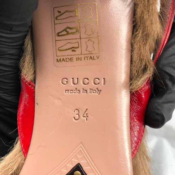 Gucci Red Leather Fur-Lined Women's Shoes 💯 authentic. - Picture 7 of 9
